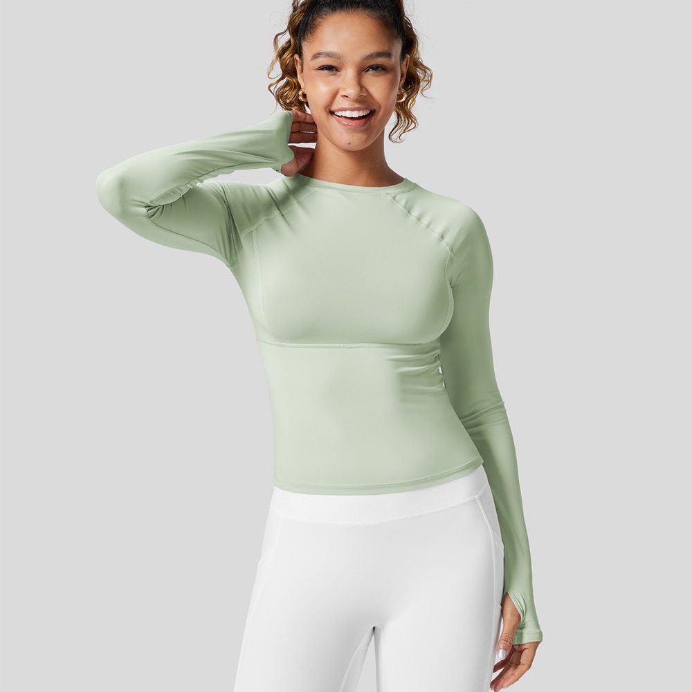 NWT HALARA Thumb Hole Sports Top, Aqua Sz S